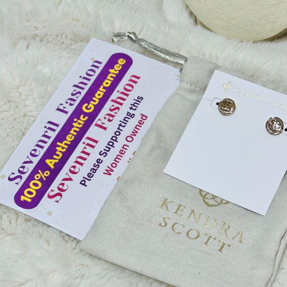 Kendra Scott Dira Coin Stud Earrings Women's Rose Gold Plated Abalone Shell NWT - Picture 3 of 8